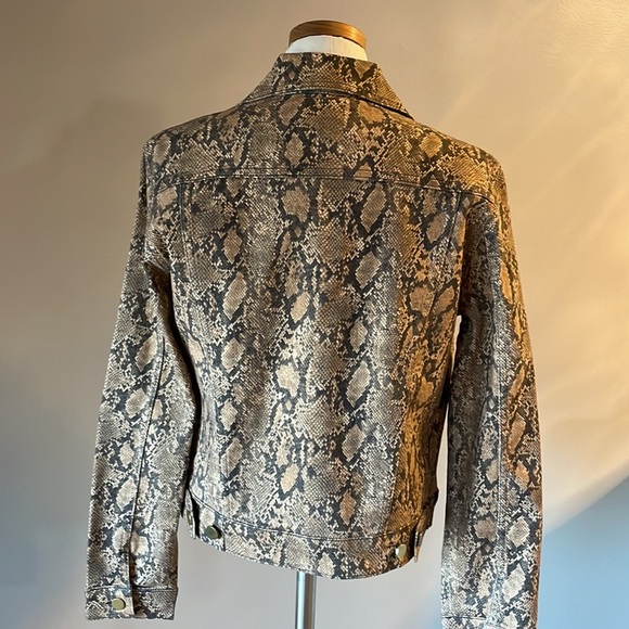 FRAME Le Vintage jacket coated python bomber / moto cotton stretch denim Small - Picture 4 of 17